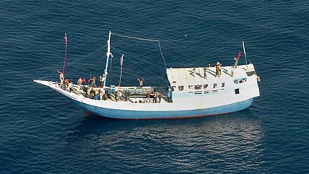 A boat carrying asylum-seekers off the northern coast of Australia in April.