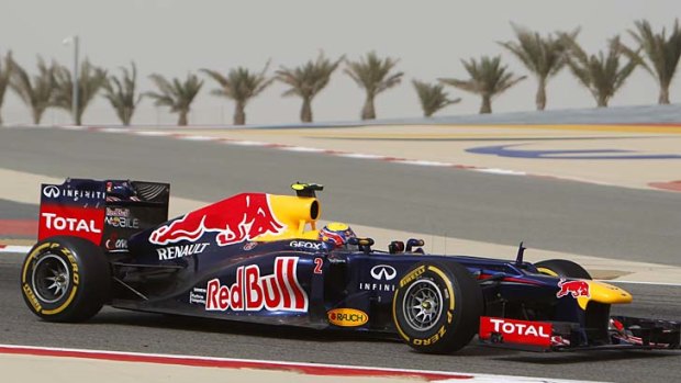 Track dash: Australia's Mark Webber in his Red Bull during practice on Friday at the Manama circuit.