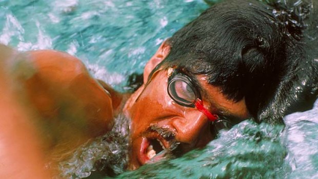 A filephoto shows Mark Spitz training in the run-up to the 1972 Munich Olympics.