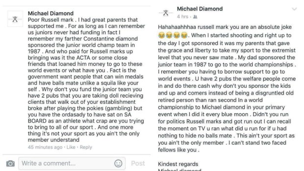 Two of Michael Diamond's Facebook posts.