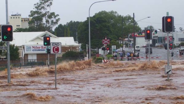 It begins. Toowoomba is hit by sudden and devastating floods after weeks of rain. Creeks became deadly torrents after 75 millimetres of rain was dumped in less than an hour.