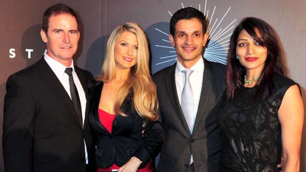All that glitters ... Larry Mullin, Melissa Stevens and Sid and Malvika Vaikunta pose in happier times at the Star opening night.