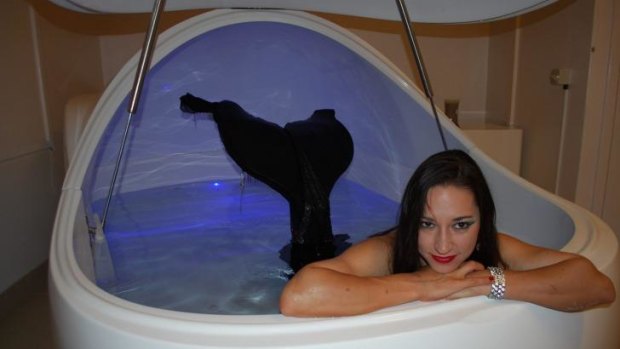Miss Gail Force kept her fins in order with a dip in a floatation tank at Beyond Rest.