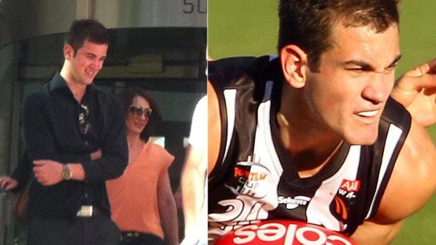 The man who punched Luke Adams (picture above at court and as a Swan Districts footballer) told police he wanted to avoid a fight.