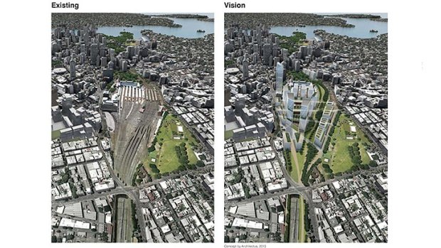 A rail corridor between Central and Eveleigh will be built into high rises and the space over rail lines will be developed.