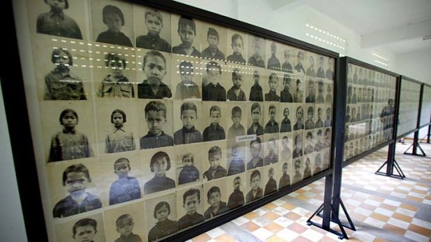 Memories of the dead ... photographs of the victims from Cambodia's notorious Tuol Sleng prison.