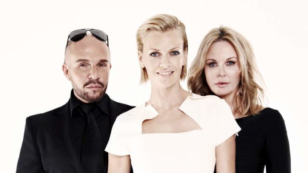 Charlotte Dawson (right) with fellow <i>Australia's Next Top Model</i> judges Alex Perry and Sarah Murdoch.