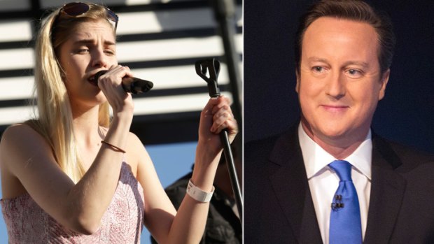 Kiss of death? British PM David Cameron (right) has given his vote to London Grammar (left: singer Hannah Reid).