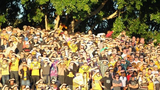 Well supported: Wests Tigers on the hill at Leichhardt Oval.