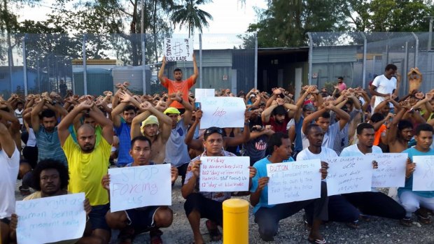 Refugees in Manus Island on day 12 of their protest. 