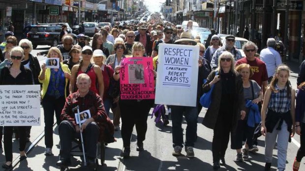 Thousands of people march in Sydney Rd, Brunswick in honour of Jill Meagher and all women affected by domestic violence.