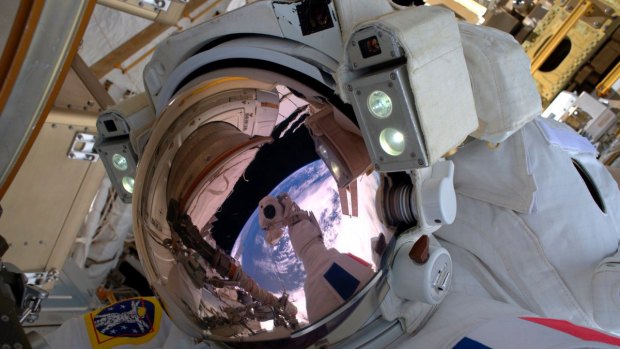French astronaut Thomas Pesquet takes a selfie during his last spacewalk in January.