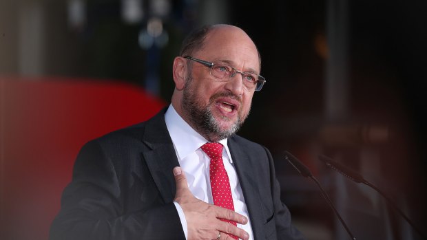 Martin Schulz, Social Democrat Party candidate for German Chancellor, speaks during an election campaign rally in Berlin on Friday.