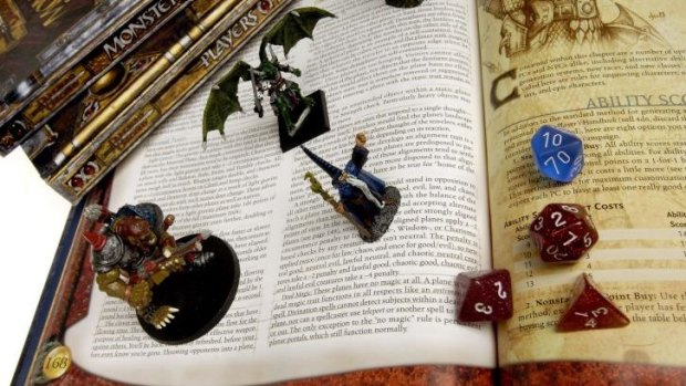 Books, die, and figurines from Dungeons and Dragons 