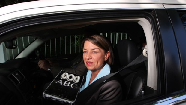 "I will not lose my nerve'' ...the Queensland Premier, Anna Bligh, leaves Government House in Brisbane yesterday.