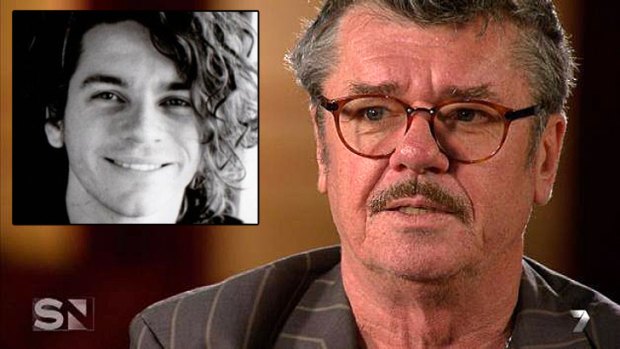 INXS band member Tim Farriss speaking about Michael Hutchence's (inset) last days on <i>Sunday Night</i>.