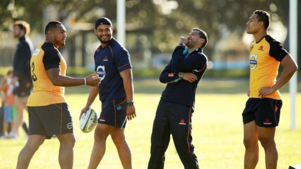 Resting up: Waratahs star Israel Folau was an onlooker at training on Tuesday.