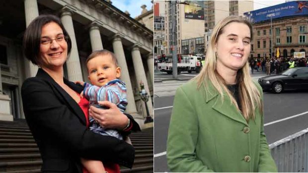 Jennifer Kanis and son Blake (far left) and Cathy Oke.