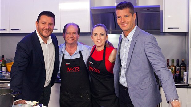 Claims surface that <i>My Kitchen Rules</i>' contestants David and Corinne(centre) had an affair and Corinne is still married.
