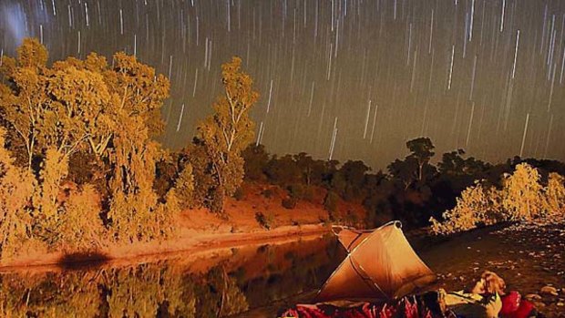 Hard yards ... a swag under the stars on the Katherine River.
