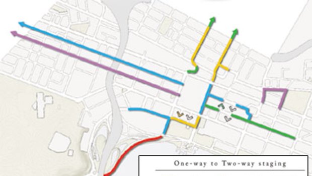 Proposed two-way street changes in Perth CBD.