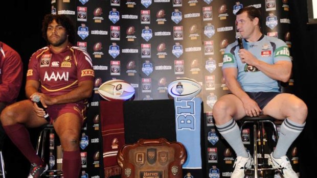 The big stage &#8230; Sam Thaiday and Paul Gallen yesterday.