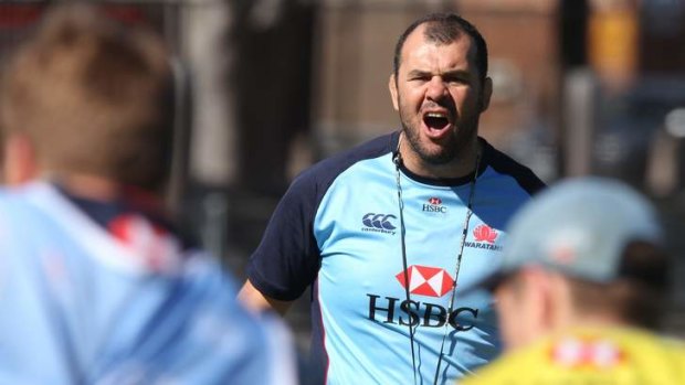 'I've learnt to hold things': Cheika at a Waratahs training session.