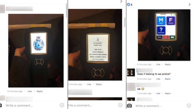 Screen shots of interactions with the girl who place a stolen police breathalyser unit for sale on Facebook.