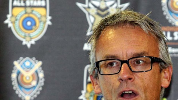 NRL Chief Executive David Gallop speaks during an NRL All-Stars media conference at Skilled Park on February 8, 2011 on the Gold Coast.