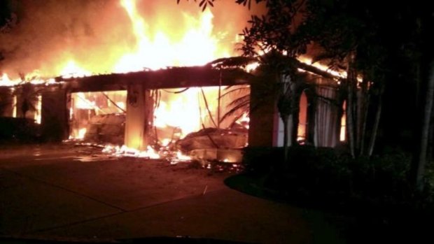 Flames engulf the Florida mansion owned by the former tennis star.