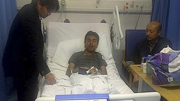 After the attack ... Ashraf Rossli in hospital.