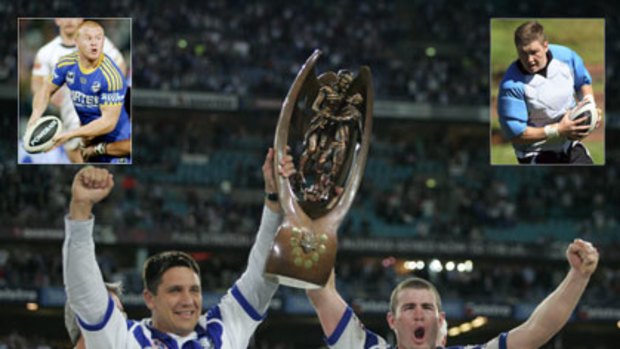 Get used to this ... Steve Price and Andrew Ryan were the last men to lift a premiership for the Bulldogs back in 2004, but new signings like Greg Eastwood, top right, and Kris Keating, top left, the Dogs are on the cusp of greatness again.
