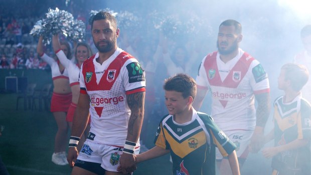 Career uncertainty: Benji Marshall takes the field at Jubilee Stadium in what could have been his last game in the NRL.