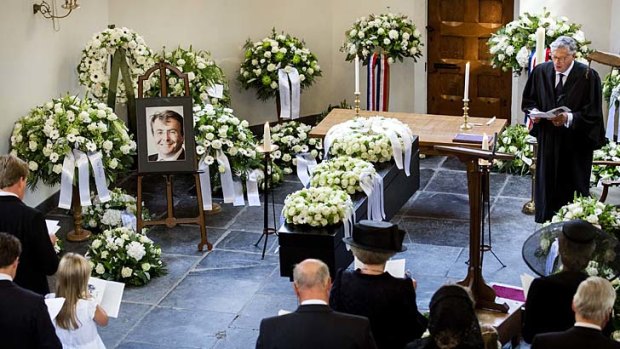 Private farewell: Domine Carel ter Linden speaks during the funeral service of Prince Friso. The Dutch Prince will be buried in the cemetery of the church in Lage Vuursche.