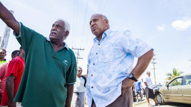 Campaign trail: Frank Bainimarama (right) is seeking Fijian votes.