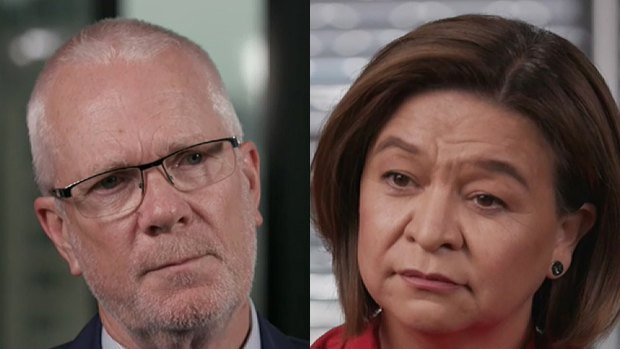 Former ABC chairman Justin Milne (left) and former ABC managing director Michelle Guthrie appeared on <i>Four Corners</I>.