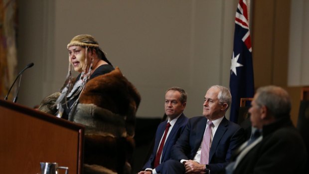 Tina Brown delivers the Welcome to Country at the opening of the 45th Parliament