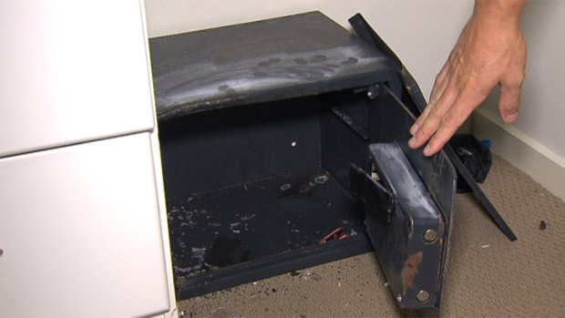 The safe belonging to Corporal Christopher Lunt was prised open by thieves. Photo: Seven News.
