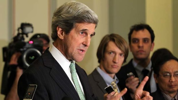 Senator John Kerry makes a statement to members of the press on the failure of the 'super-committee'.
