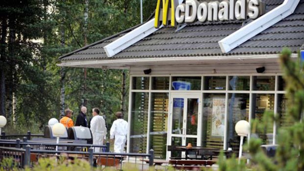Police outside a McDonald's restaurant in Porvoo.