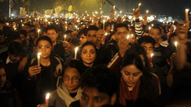 Protesters during a rally in New Delhi on December 29, 2012, after the death of a gang-rape victim.