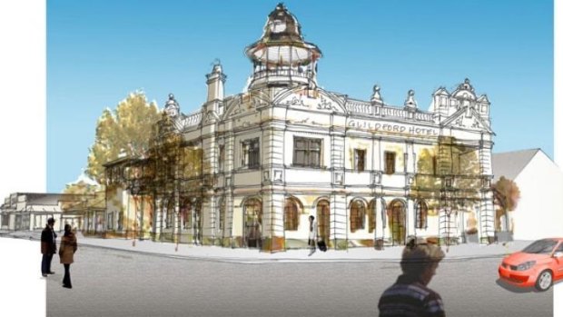 An artist's impression of what the restored Guildford Hotel would look like.