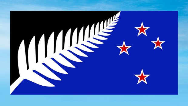 The winning design: Silver Fern (Black, White and Blue) by Kyle Lockwood.  The new design will now go head-to-head against the current flag in a national vote that will be held in March. 