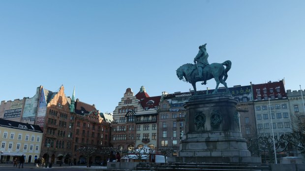 A square in Malmo. The city has problems which are not easily solved.