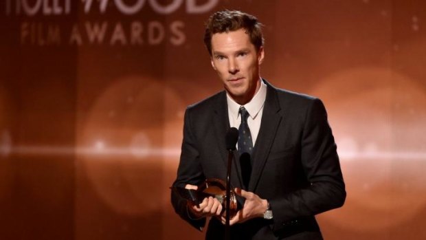 Award winning performance: Benedict Cumberbatch accepts the Hollywood Actor Award for his performance in <i>The Imitation Game</i>.