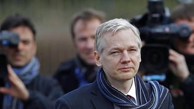 WikiLeaks founder Julian Assange arrives at Belmarsh Magistrates' Court in London.