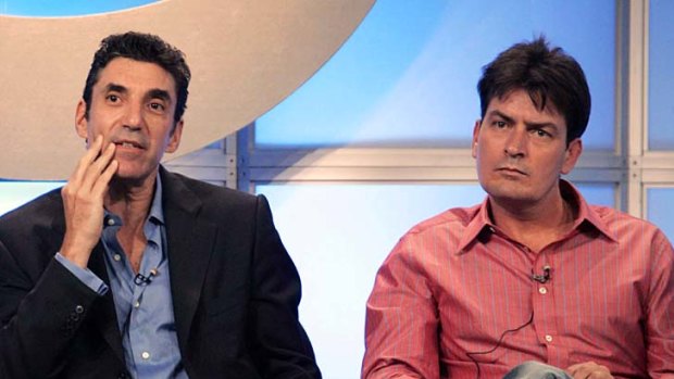 Strained relationship ... Charlie Sheen, right, blasted Chuck Lorre, creator of Two and a Half Men.