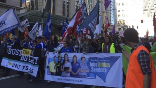 Thousands of people marched through Sydney CBD protesting the government's budget.