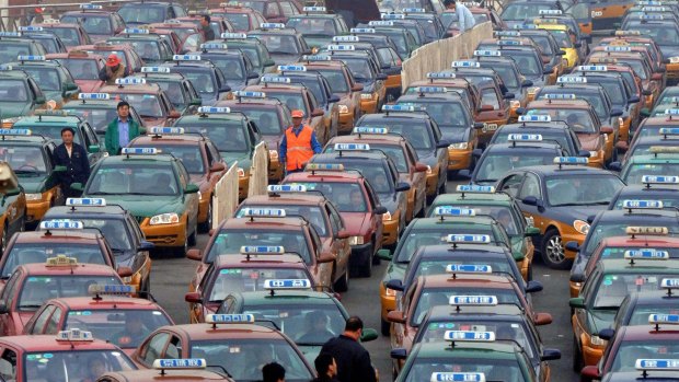 Beijing taxis: a group of rural taxi-drivers protested in Beijing over the weekend by drinking pesticide. 
