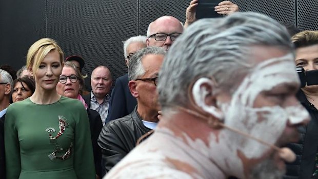 Cate Blanchett and George Brandis attend the opening ceremony of the Australian pavilion in Venice.